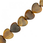 Natural stone bead Heart 10mm Tiger eye brown